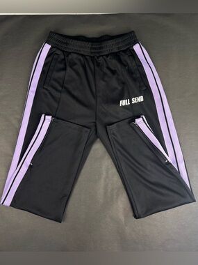 Full Send Black Track Pants with Purple Stripe 2XL